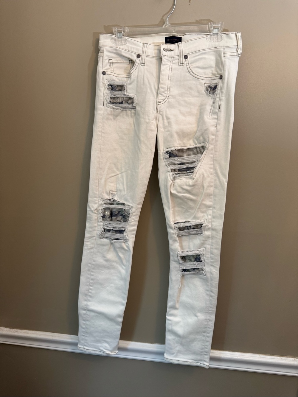 Ramy Brook White Women’s Skinny Distressed Jeans with Bling